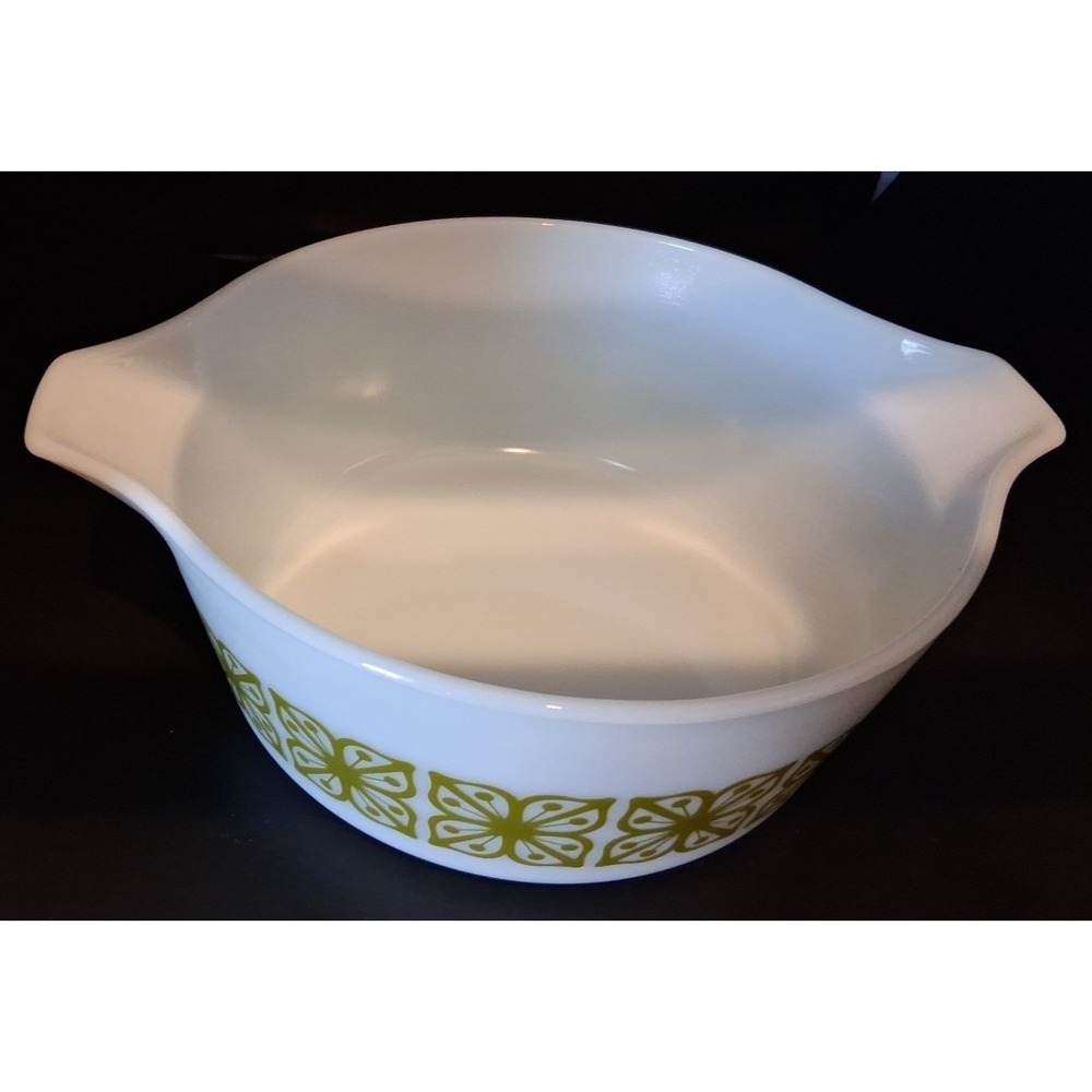 Pyrex 474B & 475B Verde Green Square Flowers Casserole Bowl Set 2 - Picture 5 of 9